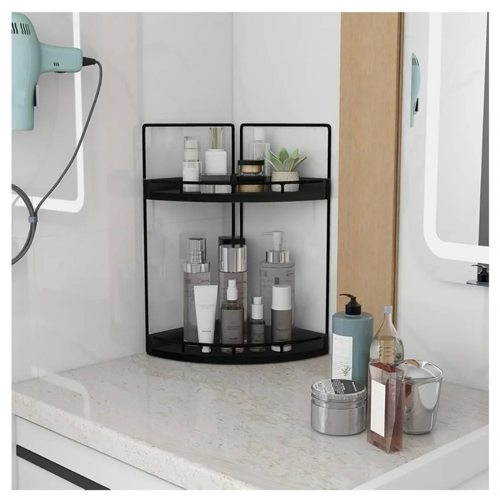 2-Tier Corner Rack Shelves Storage with 6-pcs Jar Set #0730258